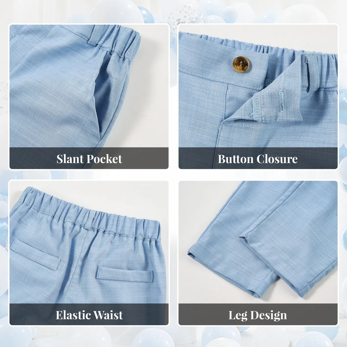 Volunboy Trajes para Bebé Niños de Boda Ceremonia Fiesta, Conjunto de Chaleco, Camisa, Pajarita, Pantalón 4 Piezas