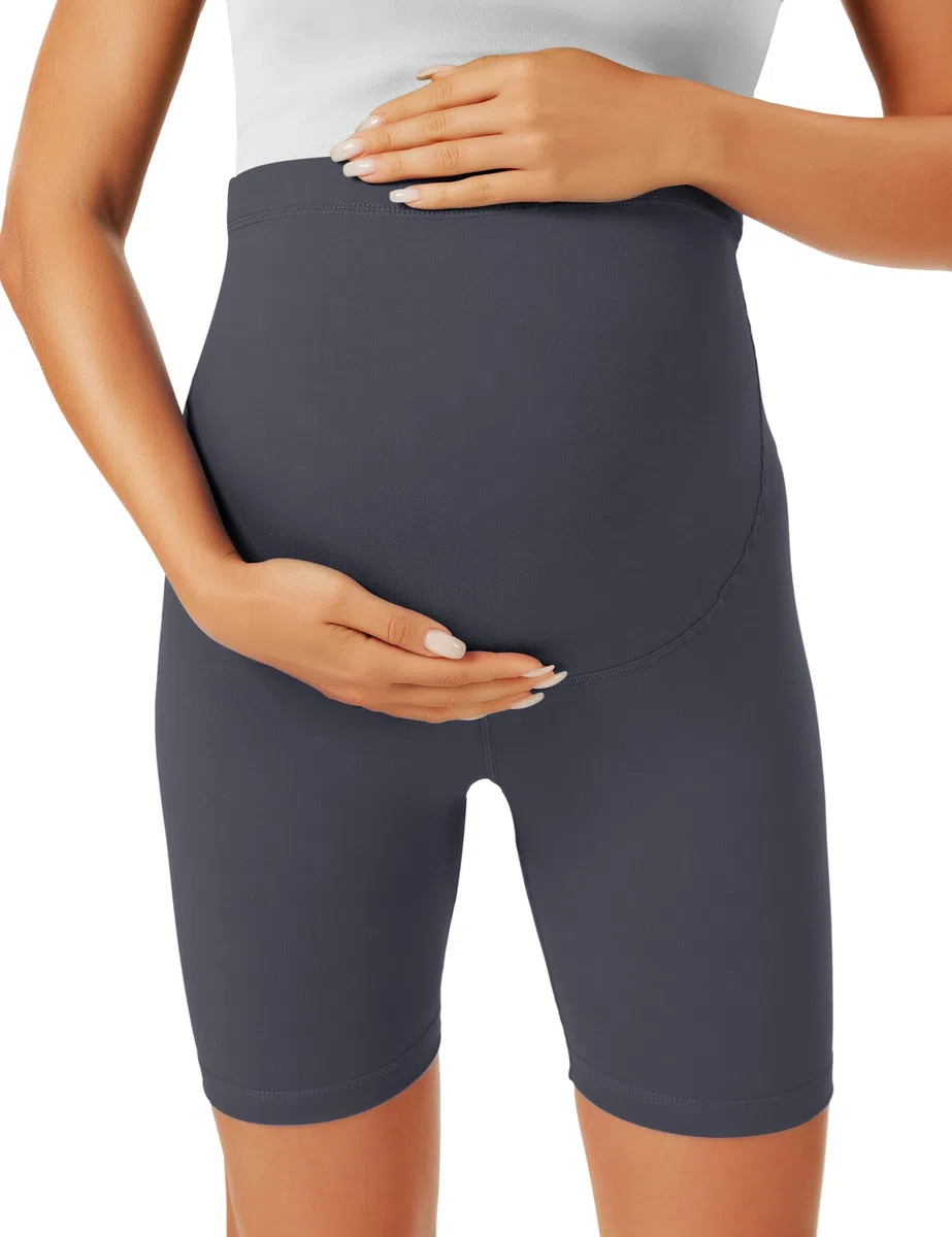 VALANDY Maternity Shorts Over Belly Biker Shorts High Waisted Short Leggings Athletic Workout Running Yoga Pregnancy Pants