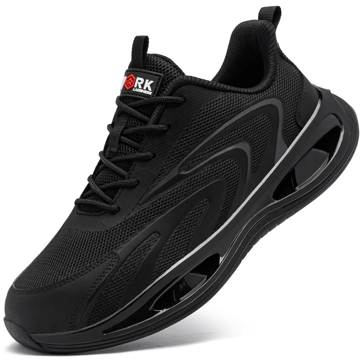 LARNMERN Zapatos de Seguridad para Mujer Zapatillas de Seguridad Protección contra Destrozos Amortiguación Transpirabilidad Ligeros Mode Comodidad(Negro Malla,36.5EU)