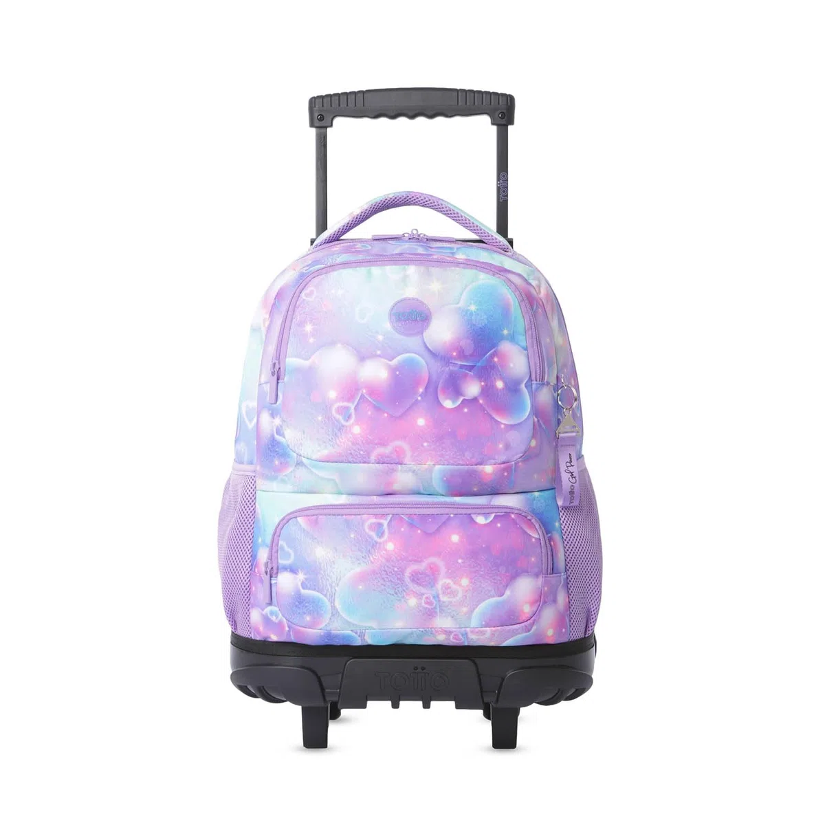 TOTTO - Mochila Escolar con Ruedas, Modelo SKL L, Capacidad 25 L, Mochila Grande, Bolsillo Botella, Bomper Protector, Asa de Mano, Manija Telescópica, Resistente y Cómoda, Estampado Korina