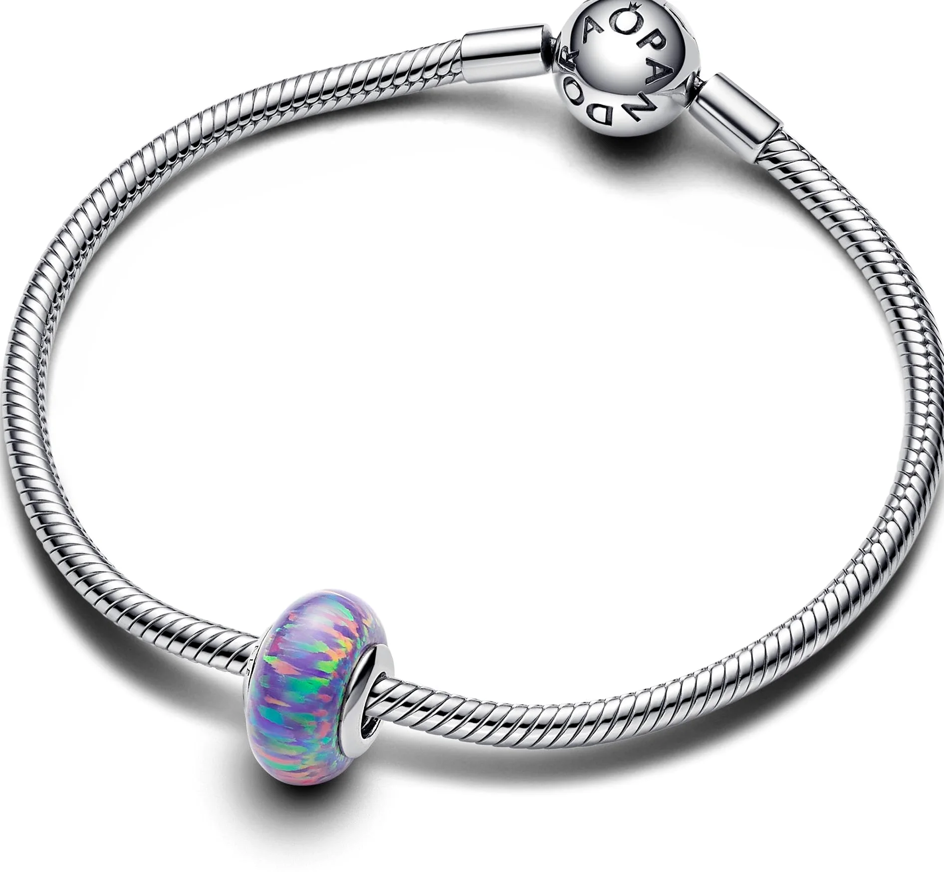 PANDORA Moments 791691C05 - Abalorio de plata de ley con diseño de violeta, compatible con pulseras Moments, talla única, Plata de ley, Ópalo