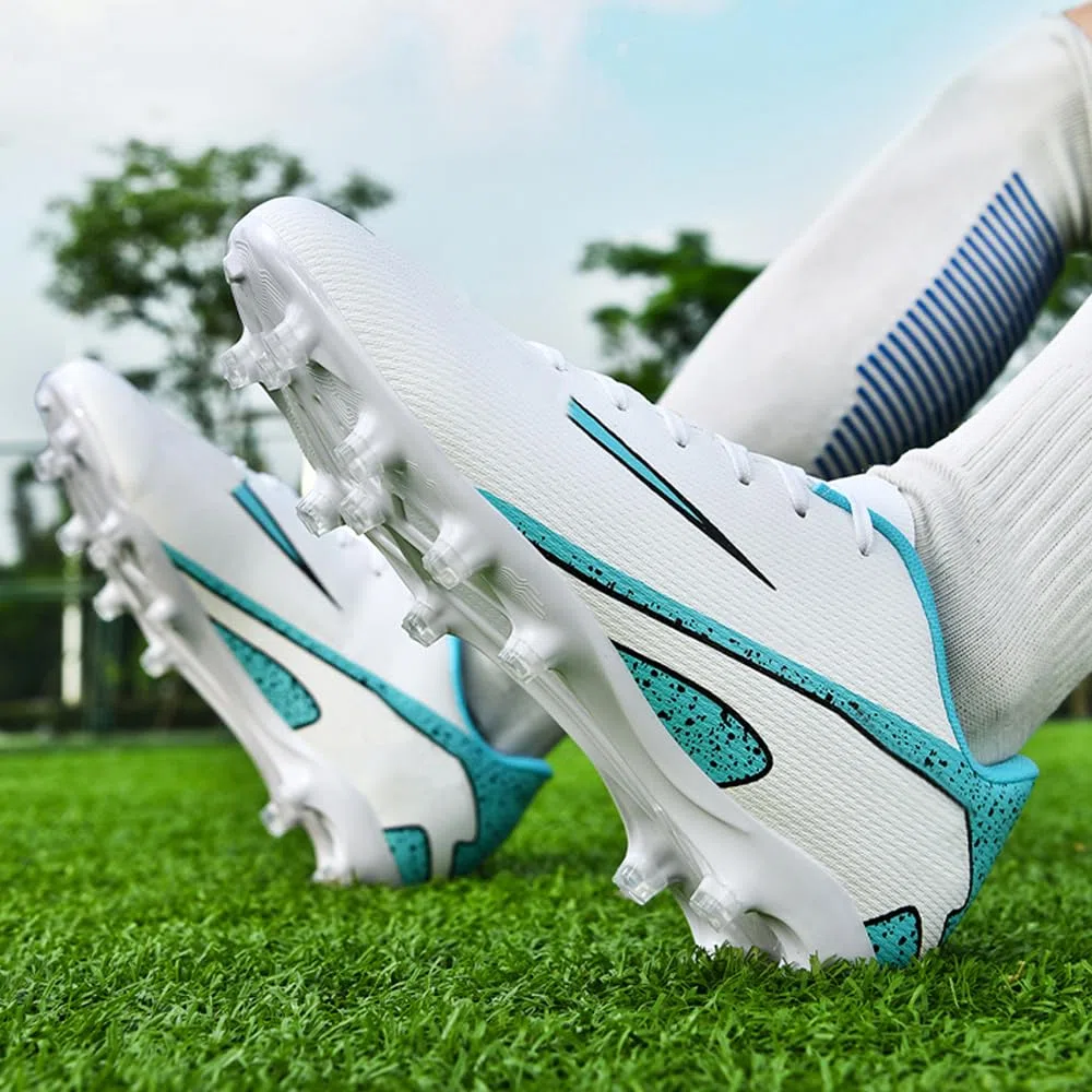 Zapatillas de Fútbol Mujer Spike Aire Libre Atletismo Entrenamiento Botas Profesionales Calzado de Fútbol Tacos de fútbol Deportivas Unisex Blanco 42 EU