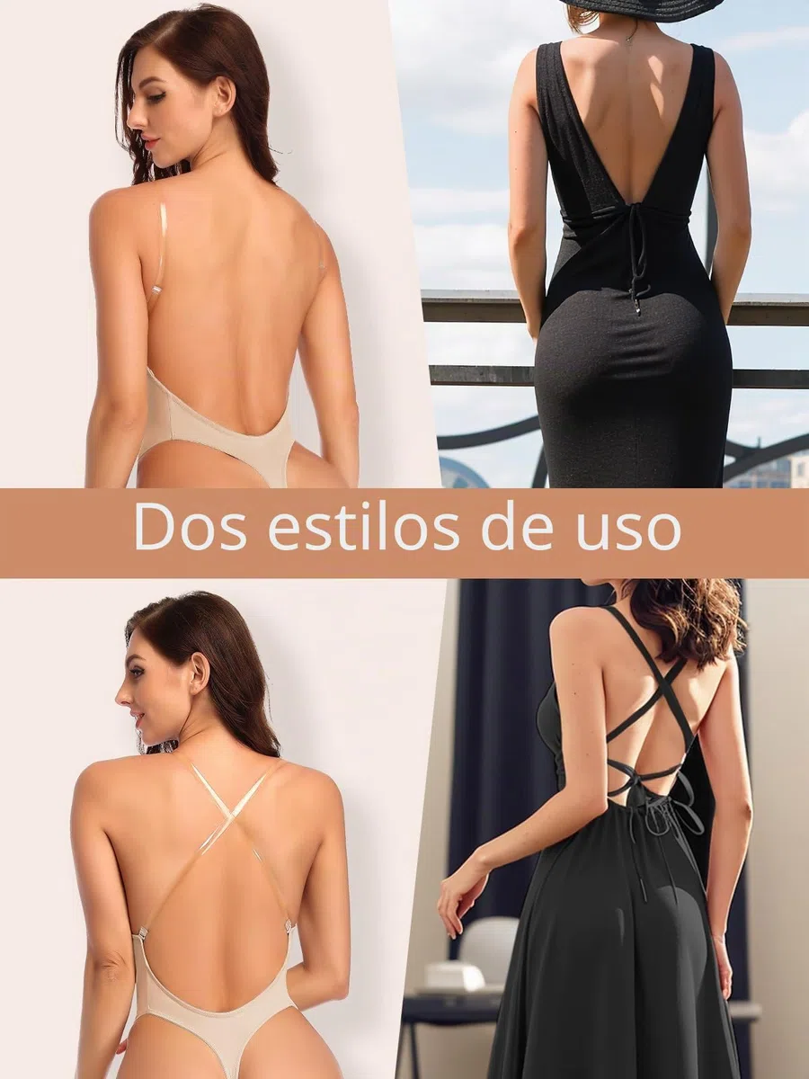 SHAPERIN Mujer Body Reductor con Sujetador Push Up Cuello en V Profundo Body Faja Tanga Sin Espalda Shapewear Bodysuit Sin Costuras