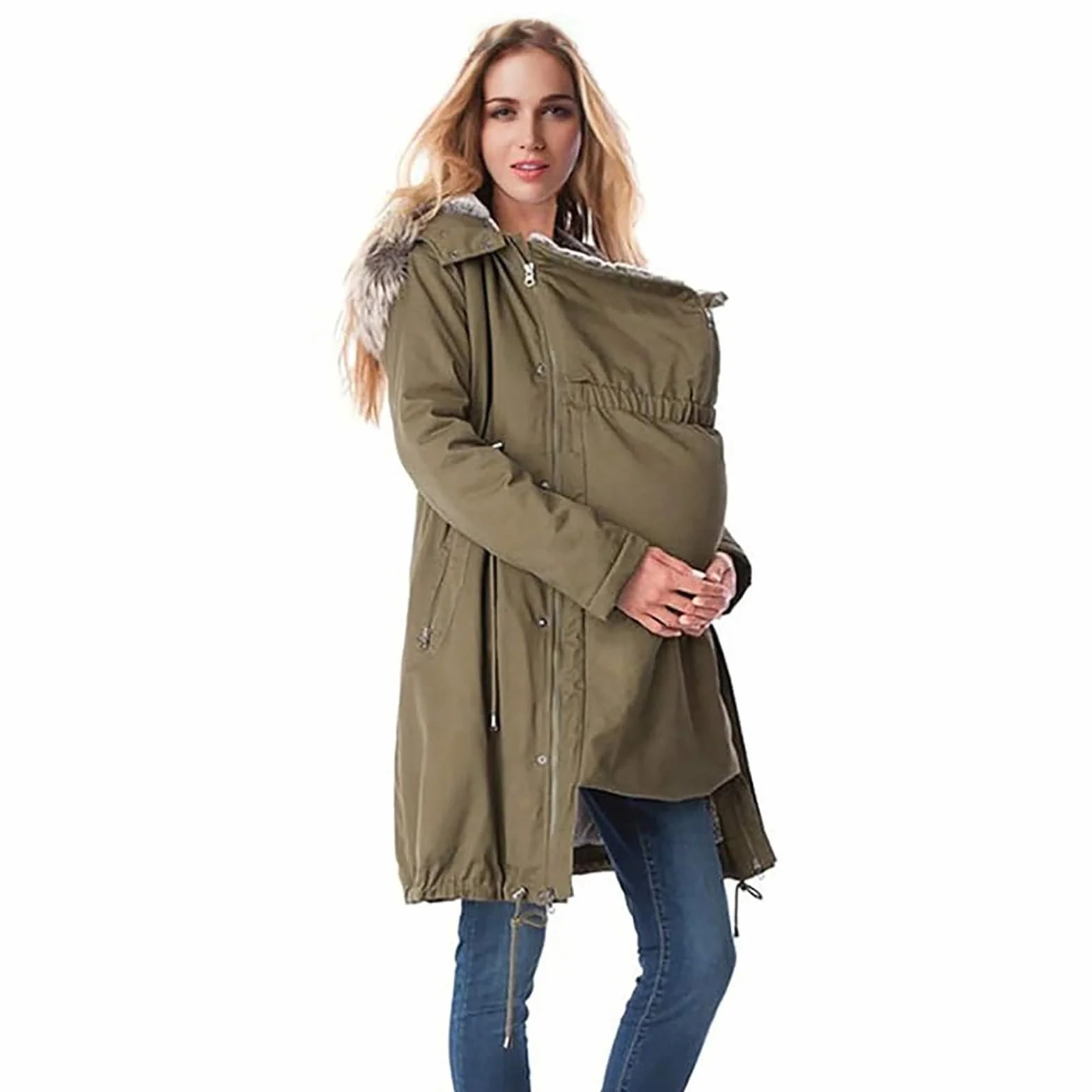 Abrigos de Invierno para Mujer Chaqueta Larga de Algodón Oversize para Embarazadas Moda para Embarazadas Chaqueta de Invierno Monocromática Chaqueta Cálida para Embarazadas Multifuncional 3 en