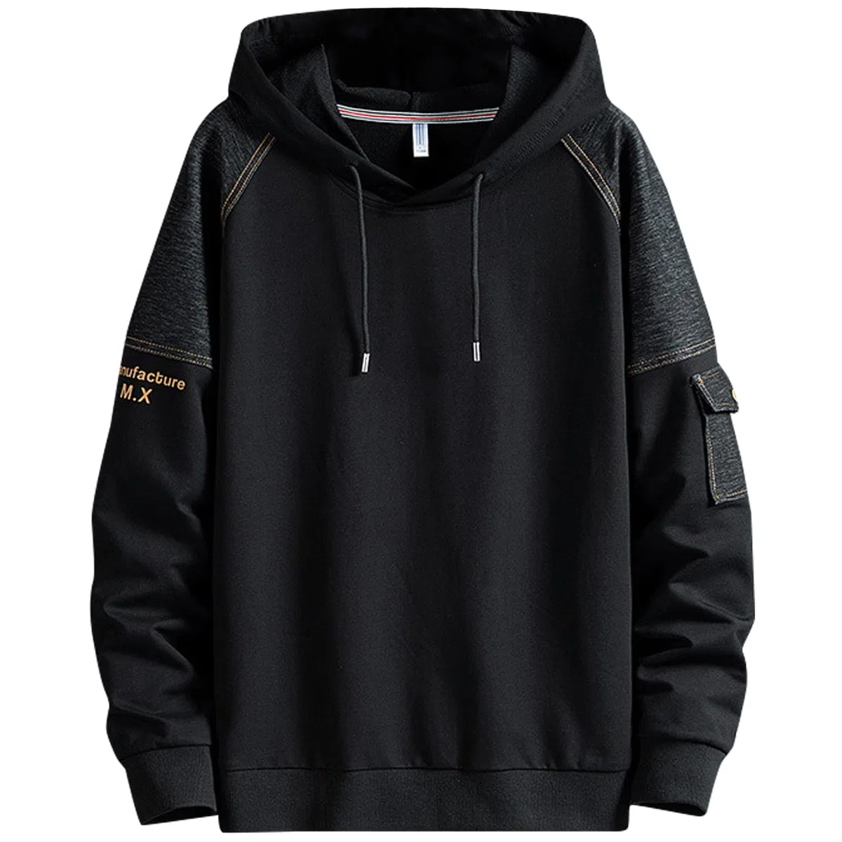 Moshtashio Sudaderas Hombres con Capucha Negra Deportiva Hoodie Casual Americana Techwear Invierno