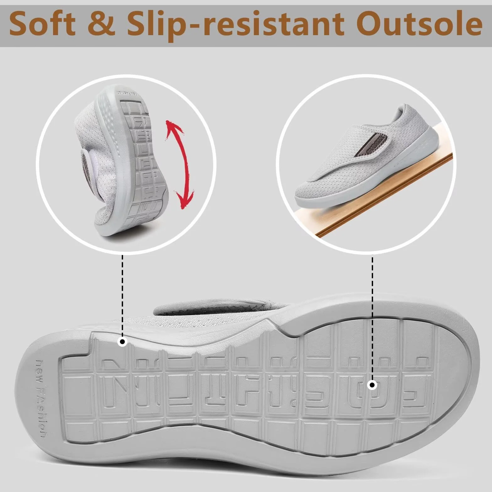 Zapatillas Diabéticos para Mujer Hombre Extra Anchas Ajustable Ortopédico Zapatos Respirable Pantuflas