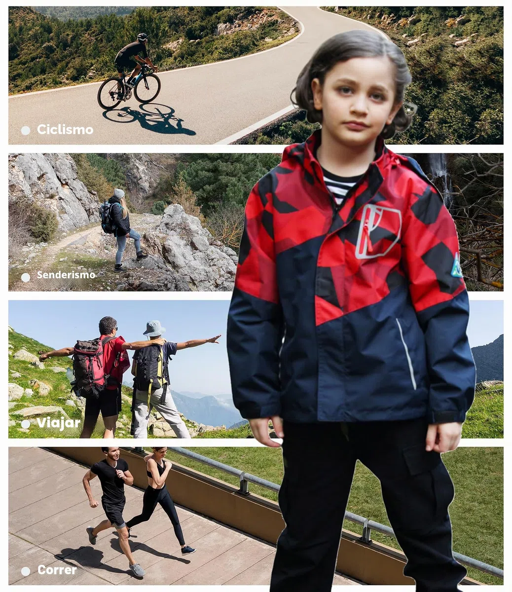 Chaqueta Impermeable Camuflaje Cortaviento con Forro para Niño
