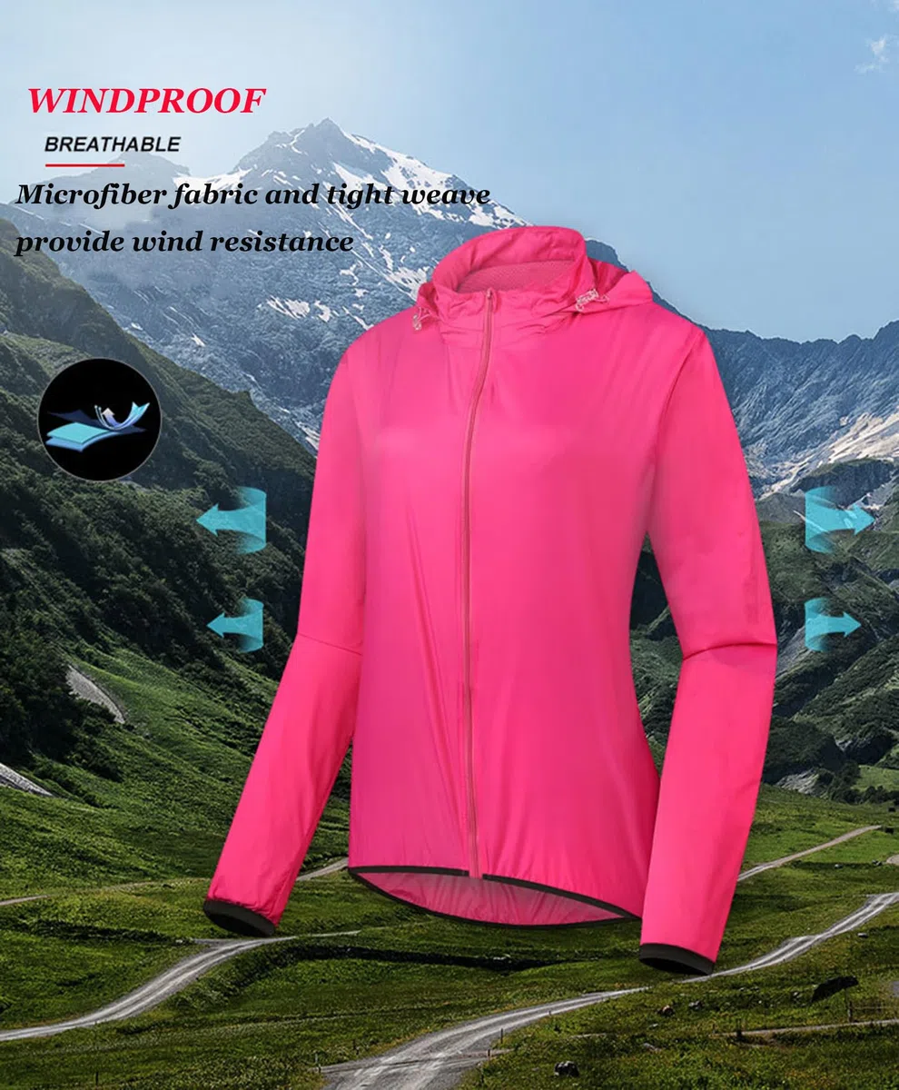 Mujer Chaquetas de Ciclismo Chaqueta de Bicicleta Masculina Impermeable y Transpirable a Prueba de Viento Prueba de Lluvia Bicicleta,Rose Red-L