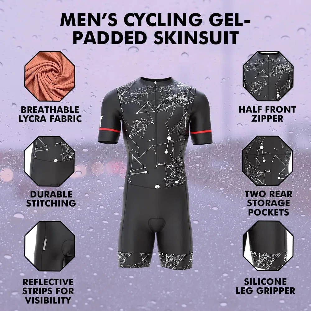 Traje de ciclismo para hombre, acolchado de gel, de una pieza, diseño sublimado